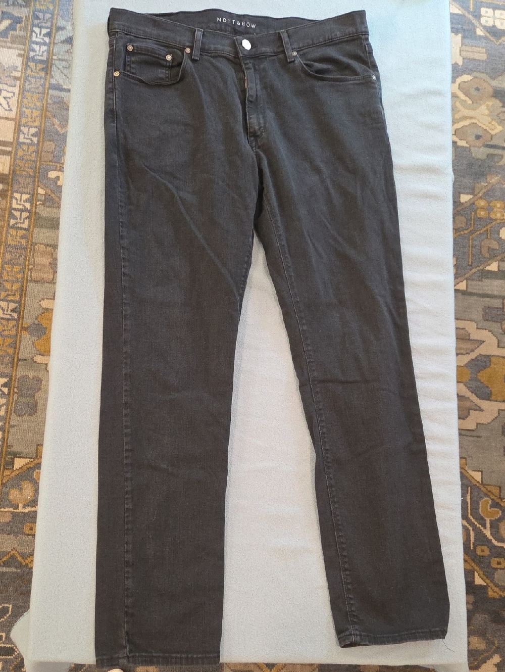 Mott & Bow Men's Slim Stone Dark  Wash Denim Blue Jeans (34/32)